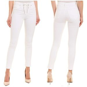 Hudson High Waist Lace Front White Jeans Skinny